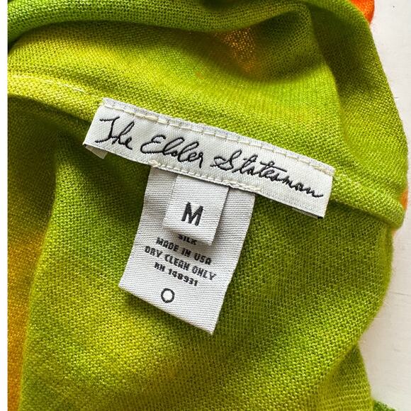 The Elder Statesmen Rainbow Tie Dye Machine Cut Sleeves & Hem Round Neck Sweater - Picture 6 of 11